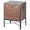 Vintiquewise Brown and Black Trimmed Faux Leather Lockable Square Lined Storage Trunk, End Table on Metal Stand QI003796.BN - alternate 6
